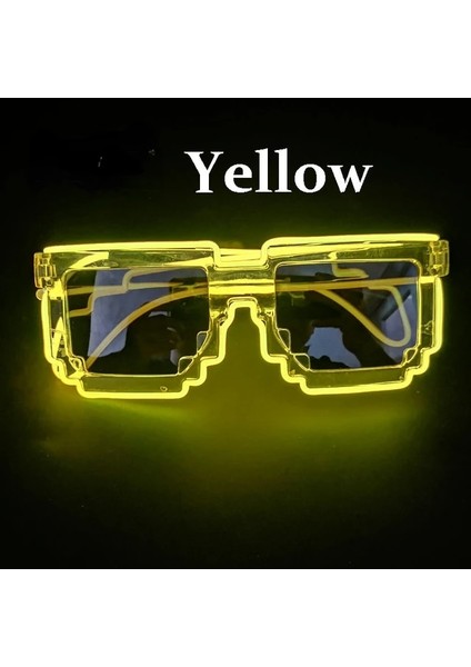 Sarı LED Güneş Gözlüğü Glow Parti Gözlükleri Karanlıkta Parlıyor Yanıp Sönen Mozaik UV400 Gözlük Unisex Hediye Oyuncak LED Işıklı Gözlük (Yurt Dışından) fiyatları