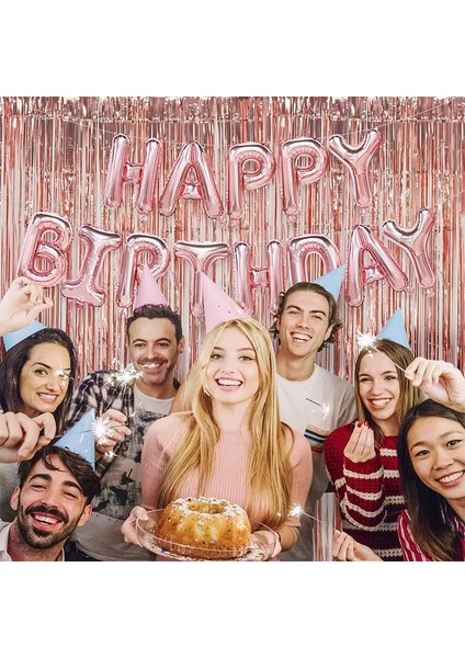 Renkli1 - 13 Adet 2 Paket 2 M Parti Zemin Doğum Günü Bebek Duş Metalik Folyo Saçak Tinsel Perde Doğum Günü Balonları Düğün Dekorasyon Malzemeleri (Yurt Dışından)