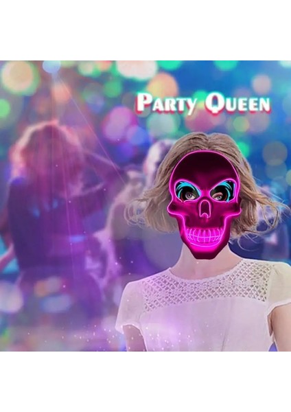 07 Kafatası LED Maske Masquerade Maskeleri Neon Maske Karanlıkta Işık Glow Maskara Korku Maskesi Parlayan Masker Cadılar Bayramı Partisi Maskesi (Yurt Dışından) fırsatları