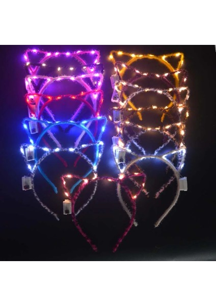 18 1 Adet Çocuklar Yetişkin LED Tiara Taç Kulak Light Up Kafa Bandı Çiçek Çelenk Neon Parti Saç Bandı Doğum Günü Hediyesi Düğün Cadılar Bayramı (Yurt Dışından)