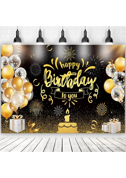 2008-09 Siyah Altın Mutlu Doğum Günü Zemin Banner Balon Yıldız Poster Standında Zemin Doğum Günü Photozone Arka Plan Duvar Parti Dekoru (Yurt Dışından) fırsatları