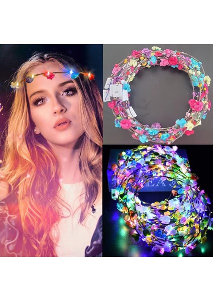 Karışık Renkler 2 10 Adet 10/20/30/40 Pcs Çiçek Çelenk Aydınlık 10-Led Başlık Çelenk Taç Çiçek Kafa Bandı Düğün Parti Çelenkler Için Parlayan Çelenk (Yurt Dışından) fiyatları