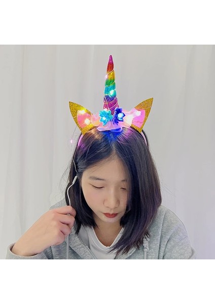 18 1 Light Up Unicorn Kafa Bandı Kızlar Için Doğum Günü Partisi Süslemeleri Kız Şapkalar Hairbands LED Işıkları ile Unicorn Parti Malzemeleri (Yurt Dışından) indirimleri