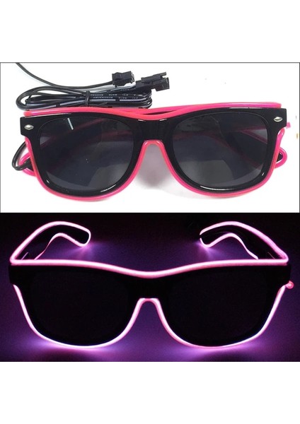 Pembe 4 Glow Neon Rave Gözlük El Tel Yanıp Sönen LED Güneş Gözlüğü Light Up Kostümleri Glow Parti Malzemeleri Cadılar Bayramı Dekorasyon (Yurt Dışından)