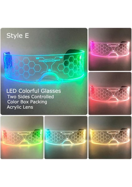 Stil E Moda Serin LED Gözlük Aydınlık Neon Işık Up Gözlük Parlayan Rave Kostüm Gözlük Noel Cadılar Bayramı Malzemeleri Dj Kulübü Sahne (Yurt Dışından)