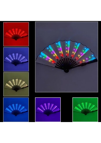 6 V Soğuk Beyaz LED Fan Dans Işığı Fan Glow Katlanır Gece Gösterisi Cadılar Bayramı Noel Rave Festivali Doğum Günü Karanlıkta Glow Parti Malzemeleri (Yurt Dışından) fiyatları