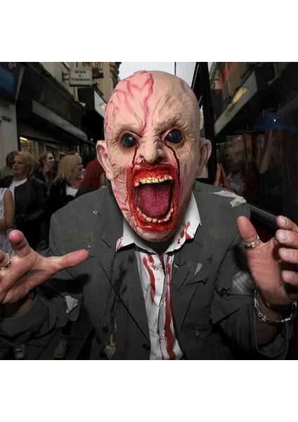 Kırmızı Cadılar Bayramı Korku Maskesi Premium Lateks Korkunç Korkunç Maskeler Komik Parti Cosplay Prop Tam Yüz Kapak Prank Şaka (Yurt Dışından) fırsatları