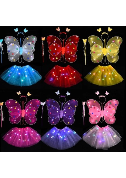 Mavi Kelebek Payet Kanatları Parlayan Örgü Tutu Etek Glow Parti Kız Bir 1. 2. Doğum Günü Partisi Giydirme Küçük Peri Bebek Duş (Yurt Dışından) fırsatları