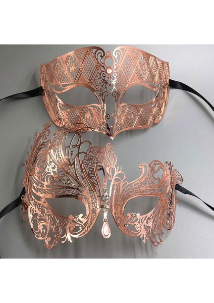 Siyah Mavi Elmas Siyah Gümüş Altın Metal Telkari Lazer Kesim Çift Venedik Parti Maskesi Düğün Topu Maskesi Cadılar Bayramı Masquerade Kostüm Masker Seti (Yurt Dışından) fırsatları