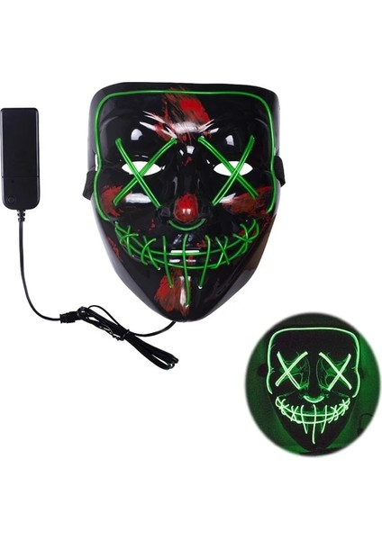 X11032F Yeşil LED Neon Işık Maskeleri Aydınlık Cadılar Bayramı Karnaval Partisi Korkunç Korku Sahne Dekorasyon Cosplay Kostüm Malzemeleri Karanlıkta Glow (Yurt Dışından)