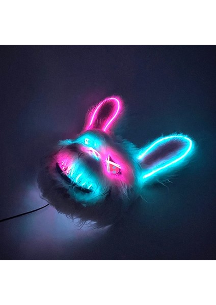 Maske 8 Yeni Tasarım Korkunç Neon Parlayan Parti Kanlı Tavşan Cosplay Tavşan Maskesi Cadılar Bayramı Karnaval Kostüm Aydınlık Sahne Parti LED Maske (Yurt Dışından) fırsatları