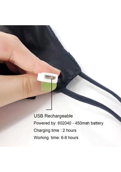 Bluetooth 7 Renkli Rgb LED Bluetooth Programlanabilir Yumuşak Büyük LED Ekran Kayan Metin Yüz Maskesi, Dahili Pil Toz Geçirmez Pamuklu Maske (Yurt Dışından)
