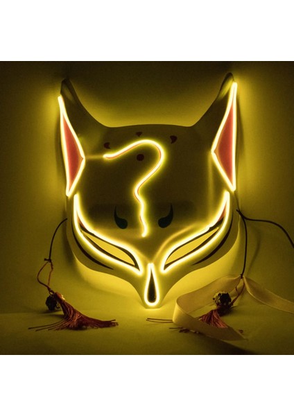 Rd Pvc Cadılar Bayramı Clubbing Işıklı Kitsune Tilki LED Maske Dıy Kostüm Rave Cosplay Edc Parti Parti Maskeleri (Yurt Dışından) fırsatları