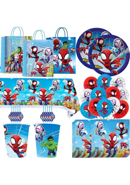 Patlamış Mısır Kutusu-6 Adet Spidey ve Inanılmaz Arkadaşları Parti Dekorasyon Örümcek Adam Doğum Günü Teması Tek Kullanımlık Sofra Kağıt Tabaklar Balonlar Bebek Duş (Yurt Dışından)