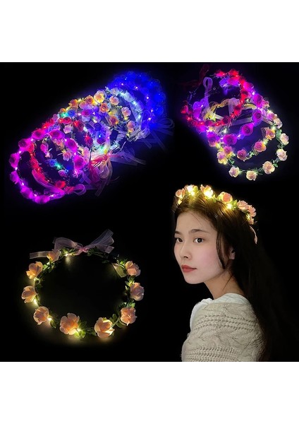 L05 Düğün Parti Taç Çiçek Kafa Bandı LED Işık Çelenk Çelenk Dekorasyon Kadın Kız Doğum Günü Favor Aydınlık Saç Çelenk Hairband (Yurt Dışından) modelleri