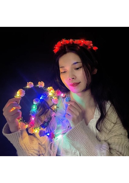 L05 Düğün Parti Taç Çiçek Kafa Bandı LED Işık Çelenk Çelenk Dekorasyon Kadın Kız Doğum Günü Favor Aydınlık Saç Çelenk Hairband (Yurt Dışından) fırsatları