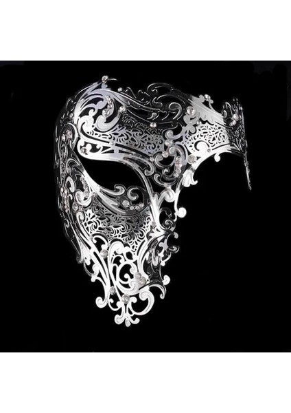 Stil 5 Siyah Altın Kafatası Metal Maske Cadılar Bayramı Taklidi Yarım Yüz Venedik Masquerade Erkekler Beyaz Kadın Kafatası Telkari Parti Maskesi (Yurt Dışından)