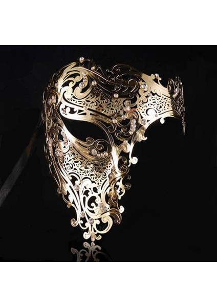 Stil 5 Siyah Altın Kafatası Metal Maske Cadılar Bayramı Taklidi Yarım Yüz Venedik Masquerade Erkekler Beyaz Kadın Kafatası Telkari Parti Maskesi (Yurt Dışından) fiyatları