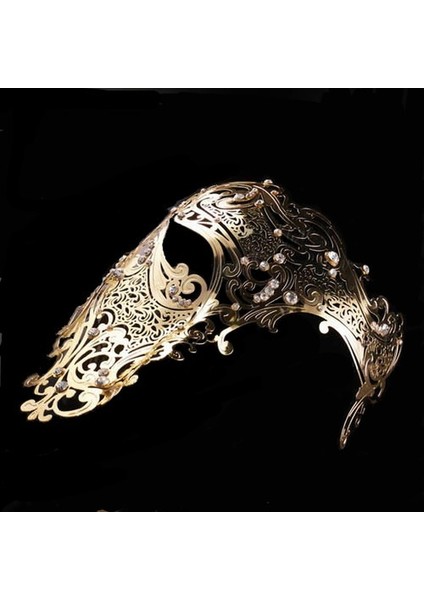 Stil 5 Siyah Altın Kafatası Metal Maske Cadılar Bayramı Taklidi Yarım Yüz Venedik Masquerade Erkekler Beyaz Kadın Kafatası Telkari Parti Maskesi (Yurt Dışından) modelleri