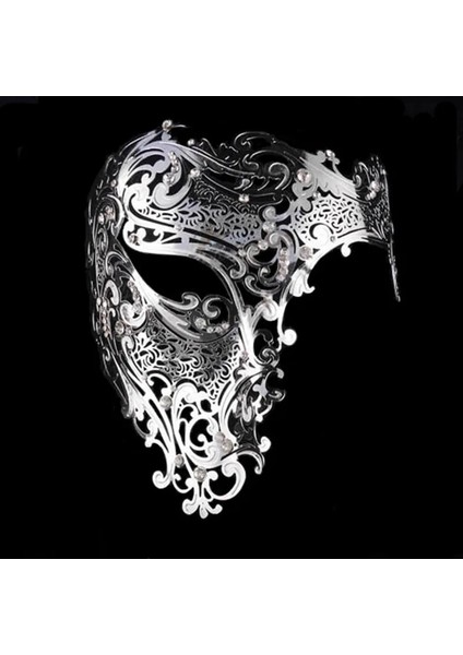Stil 5 Siyah Altın Kafatası Metal Maske Cadılar Bayramı Taklidi Yarım Yüz Venedik Masquerade Erkekler Beyaz Kadın Kafatası Telkari Parti Maskesi (Yurt Dışından) fırsatları
