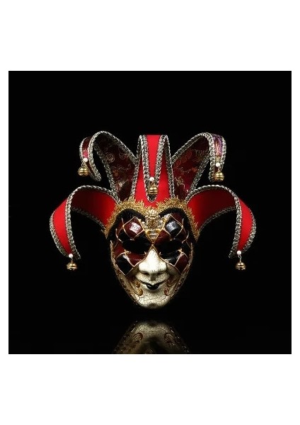 Kırmızı Mardi Gras Venedik Masquerade Maskesi Cadılar Bayramı Palyaço Maskesi Parti Olay Gösterisi Topu Malzemeleri Dekorasyon Cosplay (Yurt Dışından)