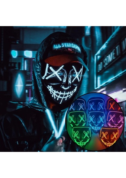 K03 1p Korkunç Cadılar Bayramı Colplay Light Up Tasfiye Maskesi Cadılar Bayramı Masquerade Partisi LED Yüz Maskeleri Çocuklar Erkekler Kadınlar Için Karanlıkta Parlayan Maske (Yurt Dışından) modelleri