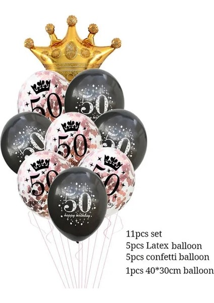 11 Adet 50 Takım Siyah Altın 30 40 50 60 Yıl Doğum Günü Partisi Konfeti Balonu 30TH 50TH Doğum Günü Partisi Süslemeleri Yetişkin Parti Balon Hava Globos (Yurt Dışından)