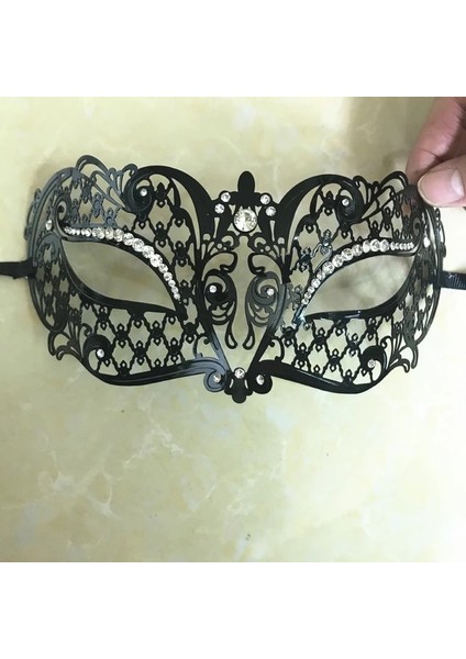 1002-SIYAH 2022 Metal Telkari Lazer Kesim Erkek/kadın Venedik Masquerade Göz Maskeleri Parti Cadılar Bayramı Cosplay Düğün Mardi Gras Topu Maskesi (Yurt Dışından)