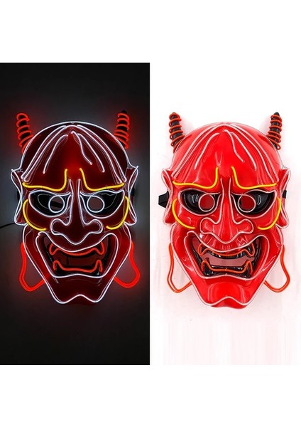 Maske 10 Yeni Tasarlanmış Parlayan Cadılar Bayramı Partisi Maskesi Yanıp Sönen LED Maskeleri El Neon Işık Cosplay Maske Kostüm Sahne Glow Parti Malzemeleri (Yurt Dışından)