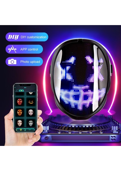 Gözlük A Cadılar Bayramı LED Neon Parlayan Maske Rgb Tam Renkli Yüz Değişen Aydınlık Değişken Yüz Fotoğraf Animasyonlu Düzenleme Dıy Maske Parti Dekoru (Yurt Dışından) fırsatları