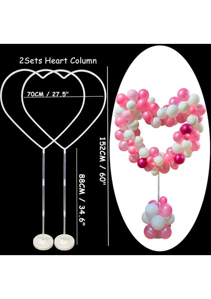 2 Takım Kalp Sütun 7/13/19 Tüp Balon Tutucu Balonlar Standı Sütun Bayram Balon Yetişkin Çocuk Doğum Günü Partisi Bebek Duş Düğün Dekorasyon Malzemeleri (Yurt Dışından)