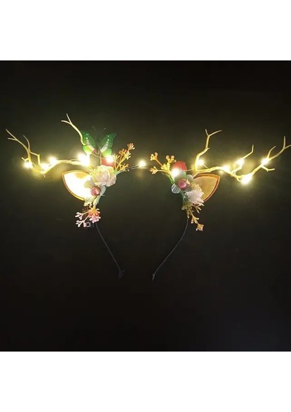 Stil 10 Kadın Kızlar Parti LED Glow Kafa Bandı Elk Berry Boynuz Light Up Ağaç Dalı Cosplay Doğum Günü Noel Navidad Dekorasyon 2023 (Yurt Dışından)
