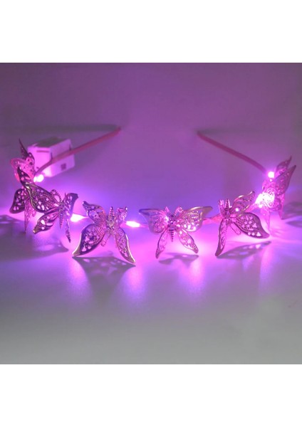 Stil 1 LED Işık Up Yanıp Sönen Kelebek Kafa Bandı Içi Boş Metal Hairband Alaşım Tiara Saç Aksesuarları Kadın Kızlar Için Altın Düğün (Yurt Dışından) fiyatları