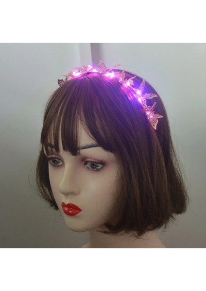 Stil 1 LED Işık Up Yanıp Sönen Kelebek Kafa Bandı Içi Boş Metal Hairband Alaşım Tiara Saç Aksesuarları Kadın Kızlar Için Altın Düğün (Yurt Dışından) fırsatları