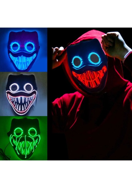 Mavi LED Cadılar Bayramı Neon LED Tasfiye Maskesi Masque Masquerade Parti Maskeleri Karanlıkta Işık Aydınlık Komik Maskeler Cosplay Kostüm Malzemeleri (Yurt Dışından) fiyatları