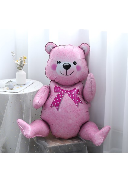 Pembe 3D Ayakta Ayı Folyo Balonlar Montaj Erkek Kız Pembe Mavi Bebek Ayı Topu Doğum Günü Partisi Dekorasyon Bebek Duş Hediyeler Malzemeleri (Yurt Dışından)