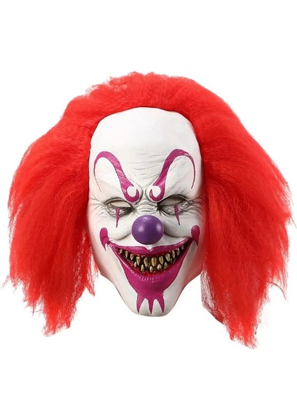 E Cosplay Palyaço Maskesi Cadılar Bayramı Partisi Kırmızı Göz Lateks Maske Kostüm Cosplay Sahne Yetişkin Lateks Palyaço Maskesi Korku Şeytan (Yurt Dışından)