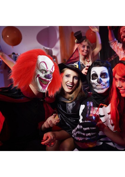 E Cosplay Palyaço Maskesi Cadılar Bayramı Partisi Kırmızı Göz Lateks Maske Kostüm Cosplay Sahne Yetişkin Lateks Palyaço Maskesi Korku Şeytan (Yurt Dışından) fırsatları