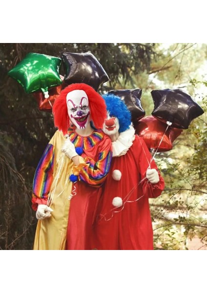 E Cosplay Palyaço Maskesi Cadılar Bayramı Partisi Kırmızı Göz Lateks Maske Kostüm Cosplay Sahne Yetişkin Lateks Palyaço Maskesi Korku Şeytan (Yurt Dışından) indirimleri