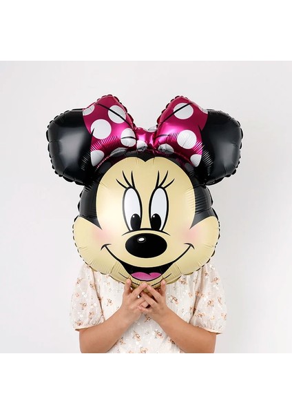 SP010B09 Siyah 1 Pc Minnie Mickey Mouse Kafa Balon Helyum Globos 24 Inç Disney Mickey Folyo Balonlar Bebek Duş Doğum Günü Partisi Süslemeleri (Yurt Dışından)