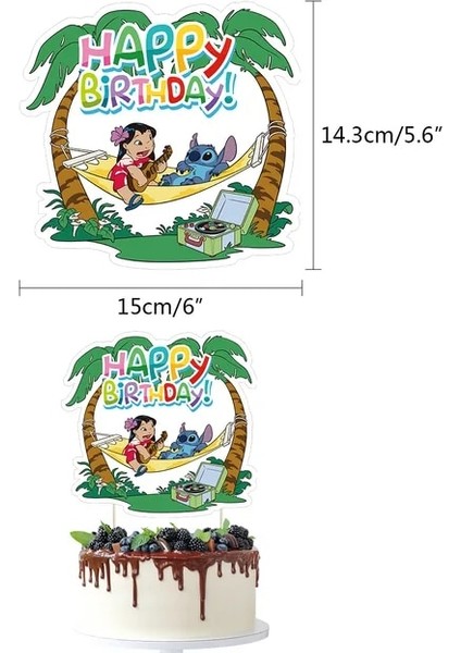Kek Bayrağı 1 Adet Lilo Stitch Tema Tek Kullanımlık Sofra Kağıt Tabak Hediye Çantası Afiş Çocuklar Doğum Günü Şekeri Bebek Duş Malzemeleri Parti Dekor (Yurt Dışından)