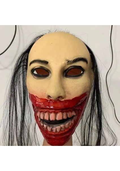 Sarı Cadılar Bayramı Korku Süslü Elbise Parti Maskesi Kanlı Gerçekçi Korku Gülen Cosplay Zor Lateks Kazak Maskesi Kostüm Sahne (Yurt Dışından)