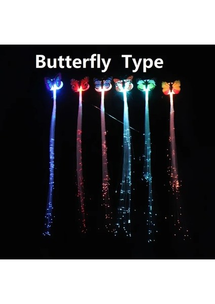 Kelebek Renkli 1 Parça 1/50 Adet LED Parti Renkleri Light Up Fiber Optik Saç Tokalarım Klip Firkete Ipek Flaş Örgüler Düğün Yeni Yıl Doğum Günü Hediyeleri (Yurt Dışından)