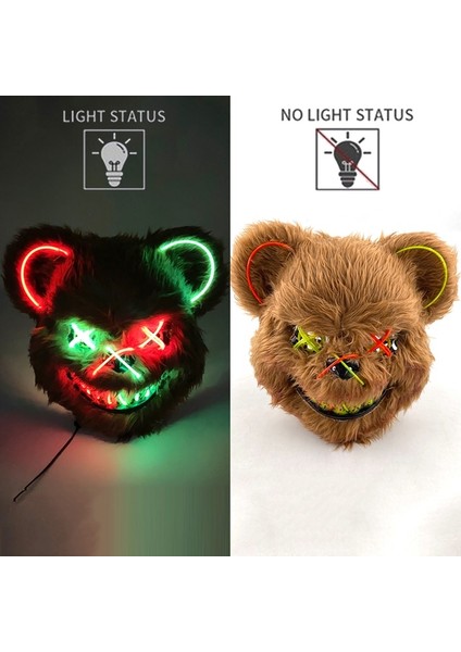 Parlayan Maske 19 Cadılar Bayramı Kanlı Tavşan Ayı Maskesi Parti Korkunç Cosplay Kafa Kapak Maskeleri Karnaval Kostüm Başlık Sahne Masquerade Korku Sahne (Yurt Dışından)