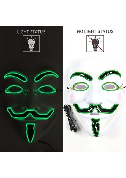 Green2 Cadılar Bayramı Partisi Maskesi Aydınlık LED Maske Masque Masquerade Neon El Maskeleri Işık Komik Maskeler Cosplay Kostüm Karnaval Malzemeleri (Yurt Dışından)