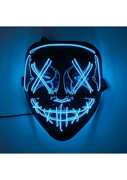 Mavi Neon Işık LED Maske LED Cadılar Bayramı Korkunç Maske Cosplay Parti Maskesi Masquerade Maskeleri Cadılar Bayramı Kostüm Karnaval Glow Parti Sahne (Yurt Dışından)