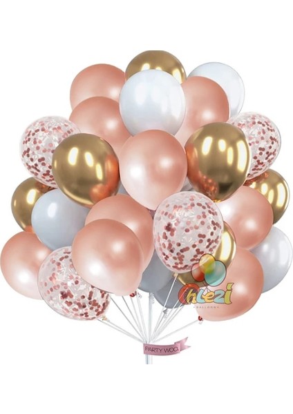 Set 5 25 Adet Konfeti Metalik Chorme Balonlar Acıbadem Kurabiyesi Lateks Balon Yıldönümü Düğün Doğum Günü Partisi Dekorları Yetişkin Bebek Duş Globos (Yurt Dışından)