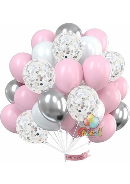 Set 5 25 Adet Konfeti Metalik Chorme Balonlar Acıbadem Kurabiyesi Lateks Balon Yıldönümü Düğün Doğum Günü Partisi Dekorları Yetişkin Bebek Duş Globos (Yurt Dışından)