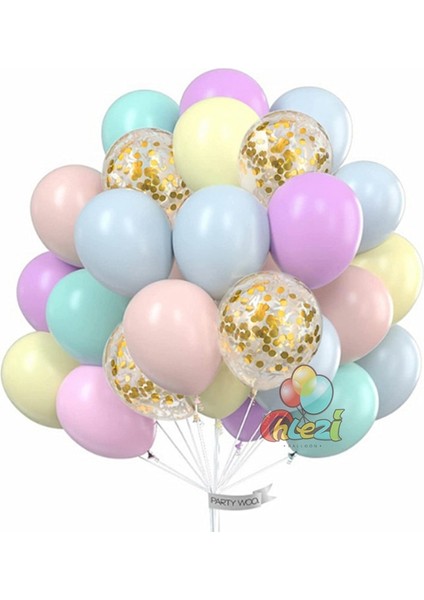 Set 5 25 Adet Konfeti Metalik Chorme Balonlar Acıbadem Kurabiyesi Lateks Balon Yıldönümü Düğün Doğum Günü Partisi Dekorları Yetişkin Bebek Duş Globos (Yurt Dışından)