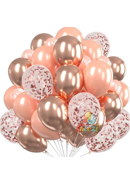 Set 5 25 Adet Konfeti Metalik Chorme Balonlar Acıbadem Kurabiyesi Lateks Balon Yıldönümü Düğün Doğum Günü Partisi Dekorları Yetişkin Bebek Duş Globos (Yurt Dışından)